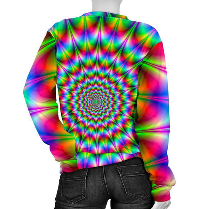 Spiky Psychedelic Optical Illusion Women's Crewneck Sweatshirt GearFrost