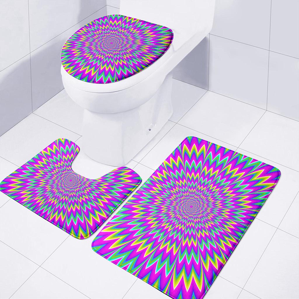 Spiky Spiral Moving Optical Illusion 3 Piece Bath Mat Set