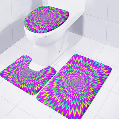 Spiky Spiral Moving Optical Illusion 3 Piece Bath Mat Set