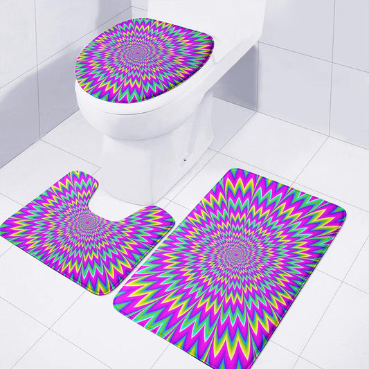 Spiky Spiral Moving Optical Illusion 3 Piece Bath Mat Set