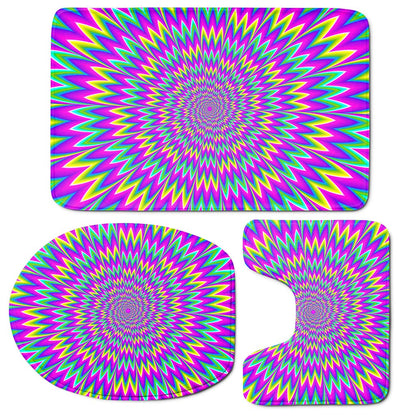 Spiky Spiral Moving Optical Illusion 3 Piece Bath Mat Set