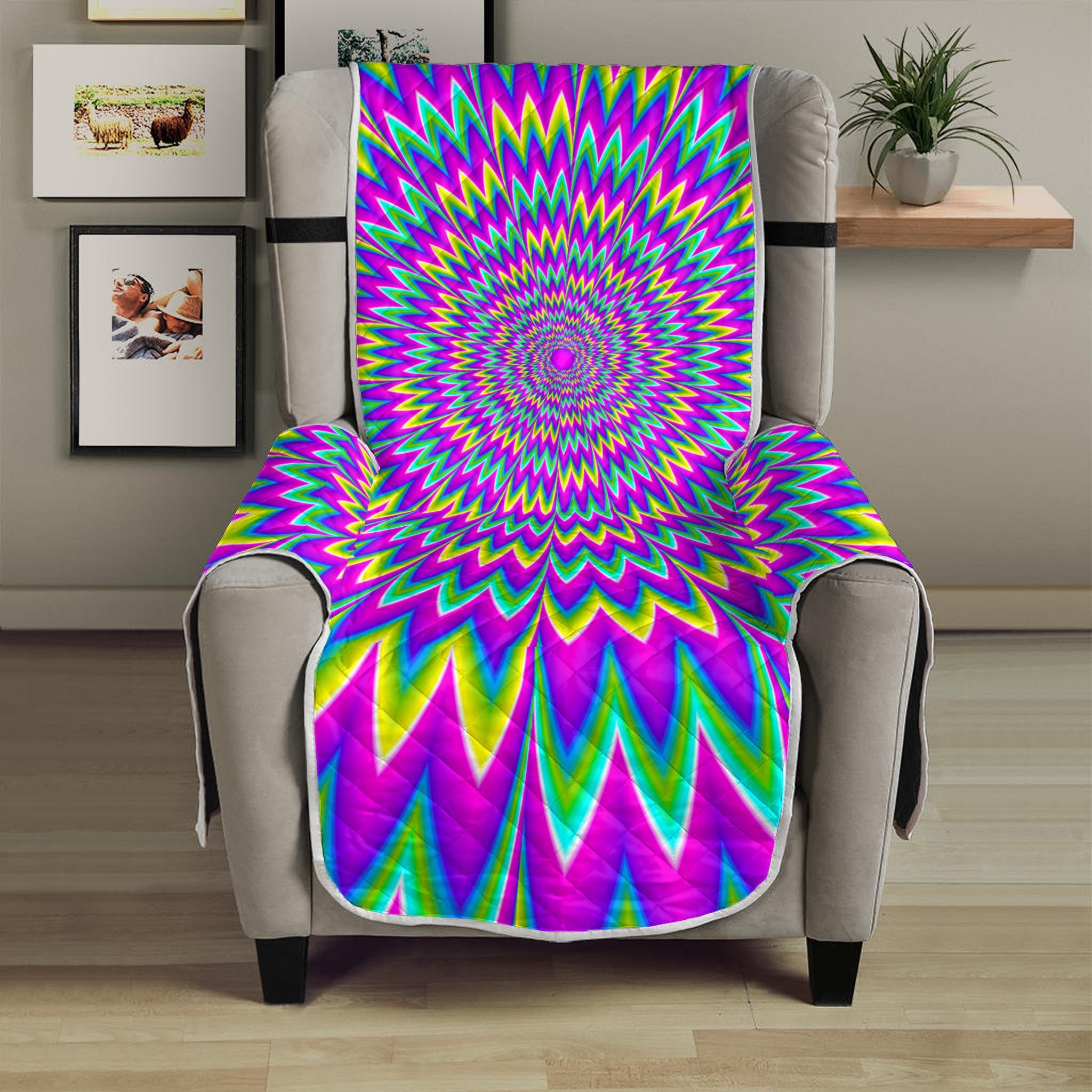 Spiky Spiral Moving Optical Illusion Armchair Protector