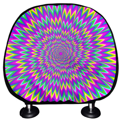 Spiky Spiral Moving Optical Illusion Car Headrest Covers