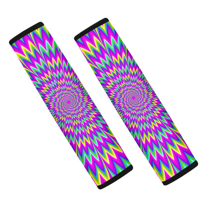 Spiky Spiral Moving Optical Illusion Car Seat Belt Covers