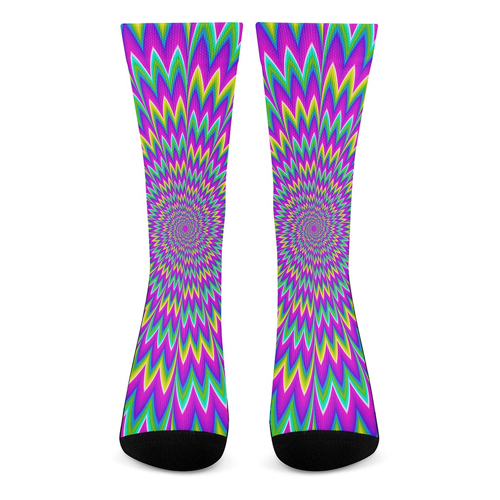 Spiky Spiral Moving Optical Illusion Crew Socks