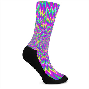 Spiky Spiral Moving Optical Illusion Crew Socks