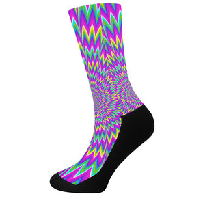 Spiky Spiral Moving Optical Illusion Crew Socks