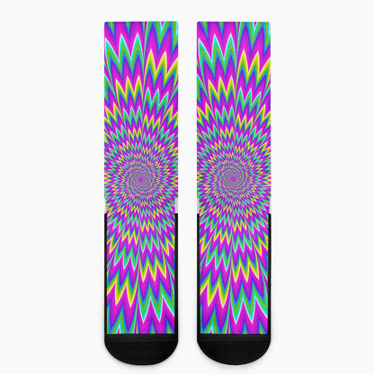 Spiky Spiral Moving Optical Illusion Crew Socks