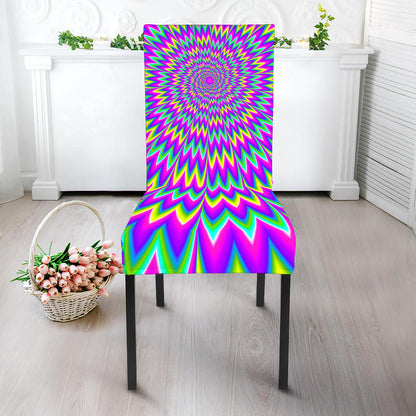 Spiky Spiral Moving Optical Illusion Dining Chair Slipcover