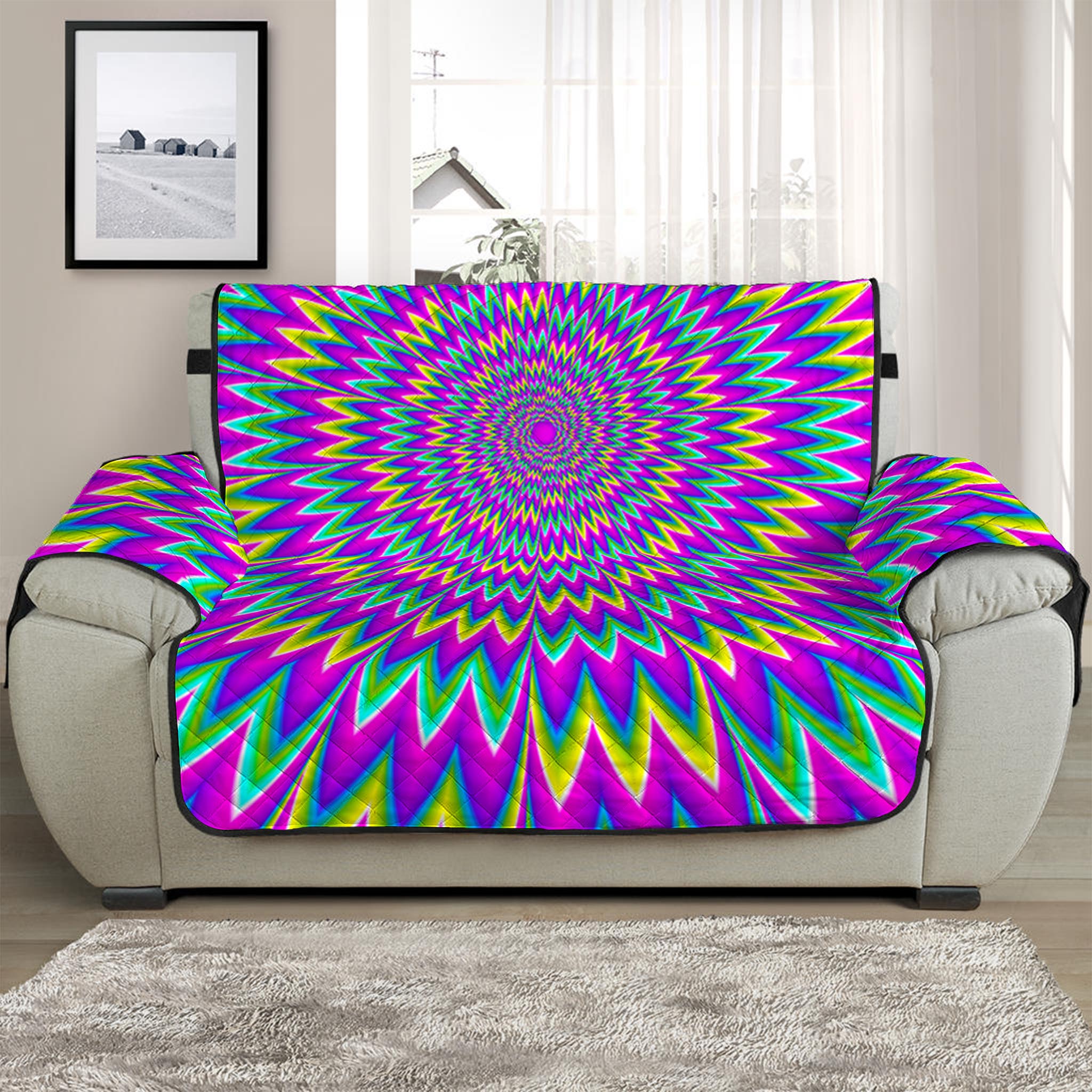 Spiky Spiral Moving Optical Illusion Half Sofa Protector