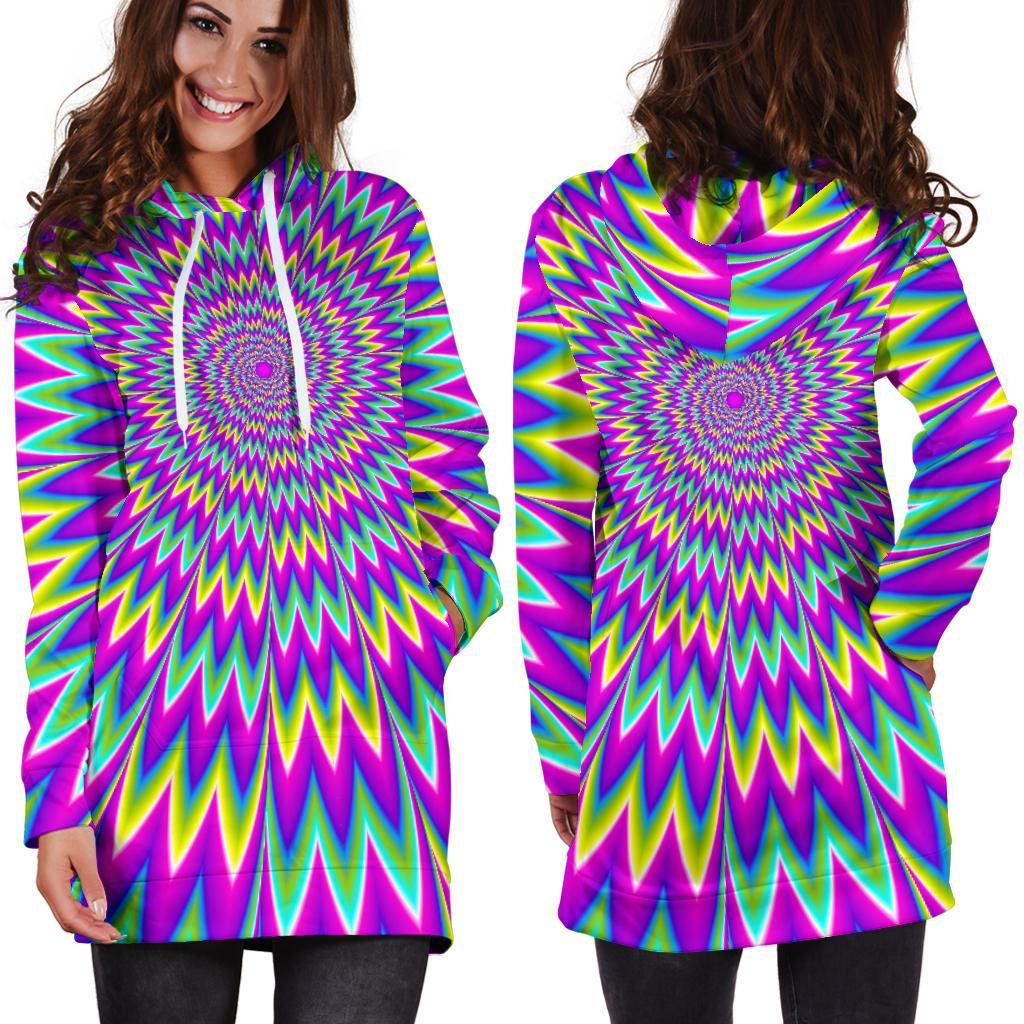 Spiky Spiral Moving Optical Illusion Hoodie Dress GearFrost
