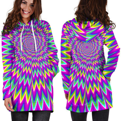 Spiky Spiral Moving Optical Illusion Hoodie Dress GearFrost