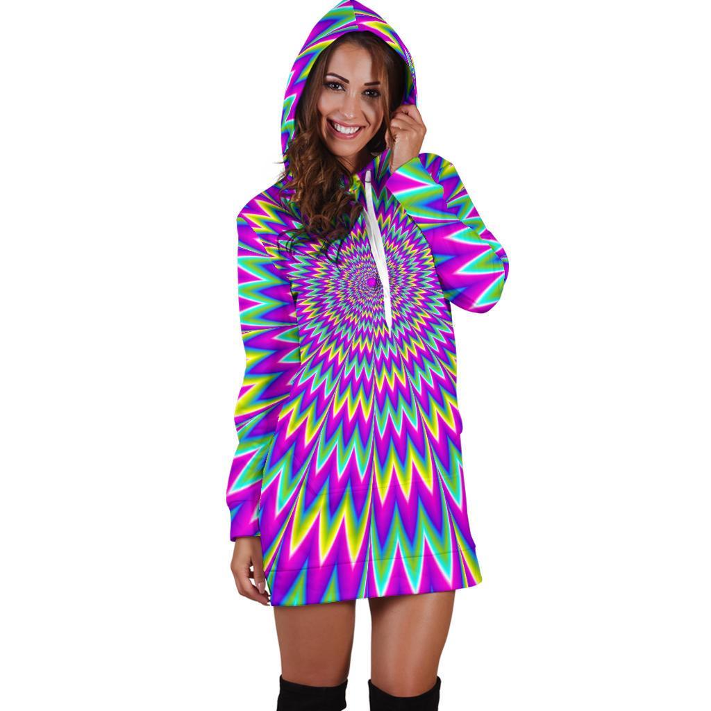 Spiky Spiral Moving Optical Illusion Hoodie Dress GearFrost