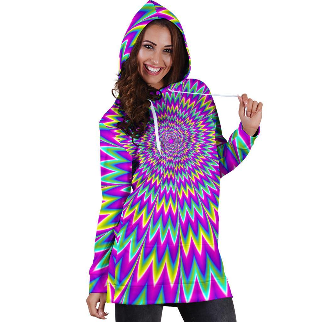 Spiky Spiral Moving Optical Illusion Hoodie Dress GearFrost