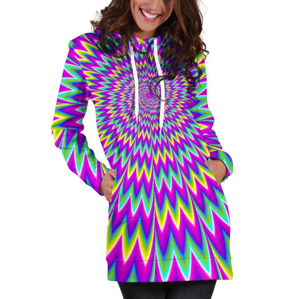 Spiky Spiral Moving Optical Illusion Hoodie Dress GearFrost