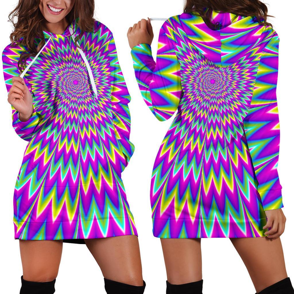 Spiky Spiral Moving Optical Illusion Hoodie Dress GearFrost