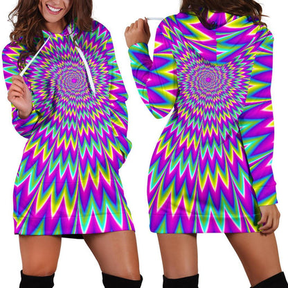 Spiky Spiral Moving Optical Illusion Hoodie Dress GearFrost