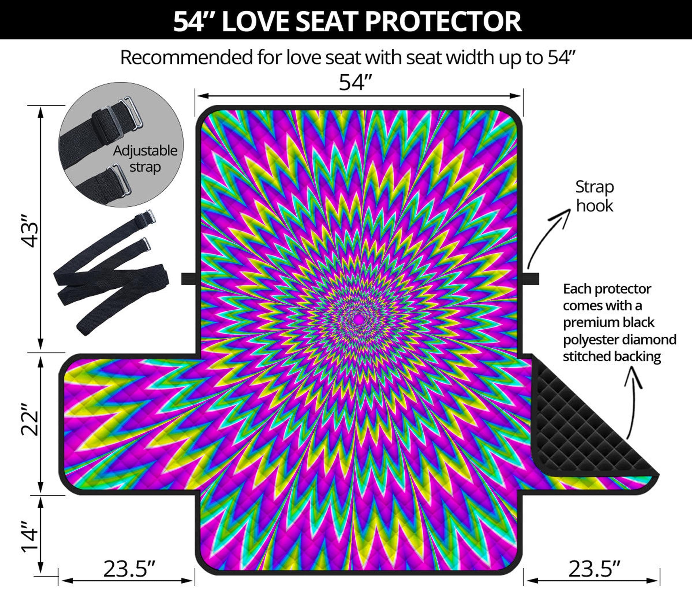 Spiky Spiral Moving Optical Illusion Loveseat Protector