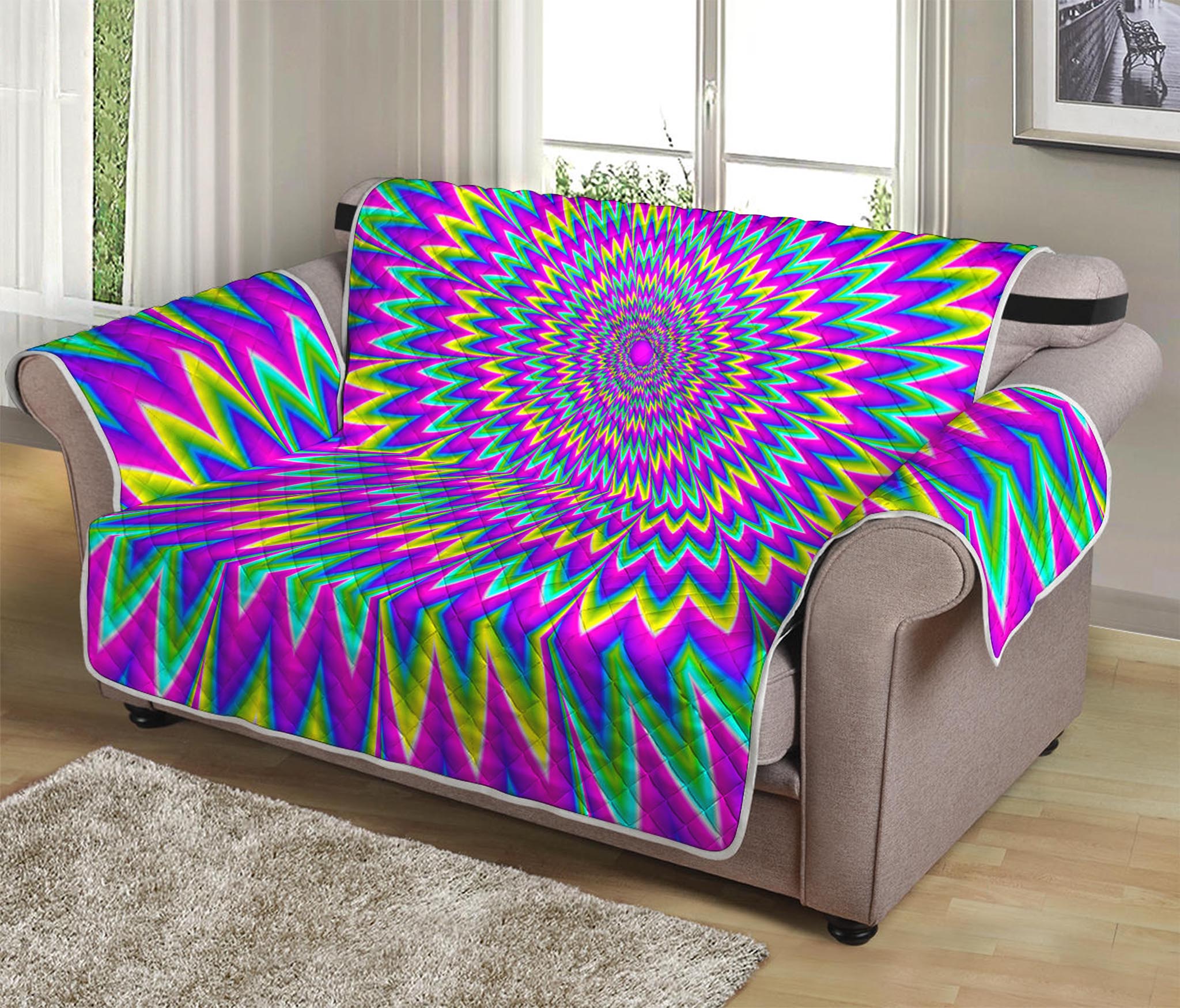 Spiky Spiral Moving Optical Illusion Loveseat Protector