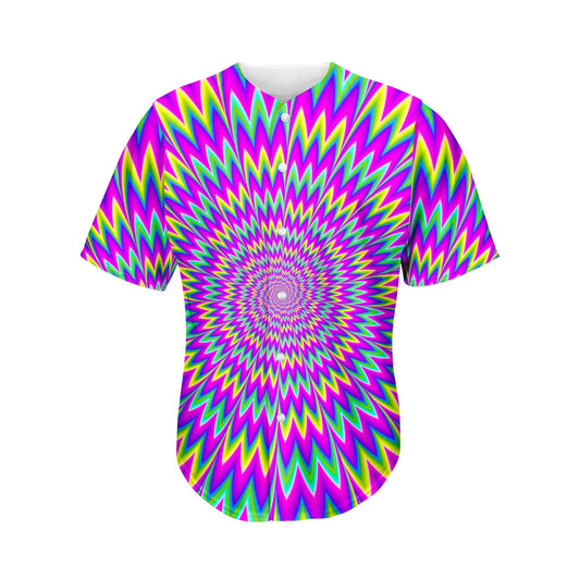Spiky Spiral Moving Optical Illusion Men's Baseball Jersey