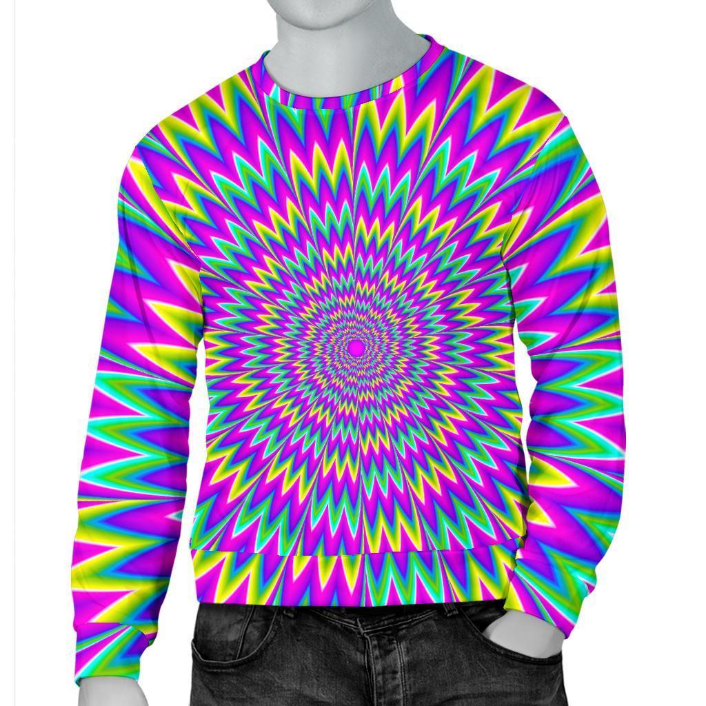 Spiky Spiral Moving Optical Illusion Men's Crewneck Sweatshirt GearFrost
