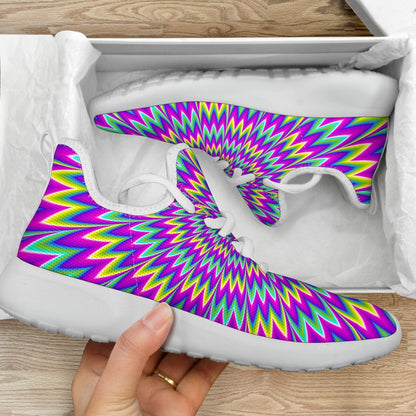 Spiky Spiral Moving Optical Illusion Mesh Knit Shoes GearFrost