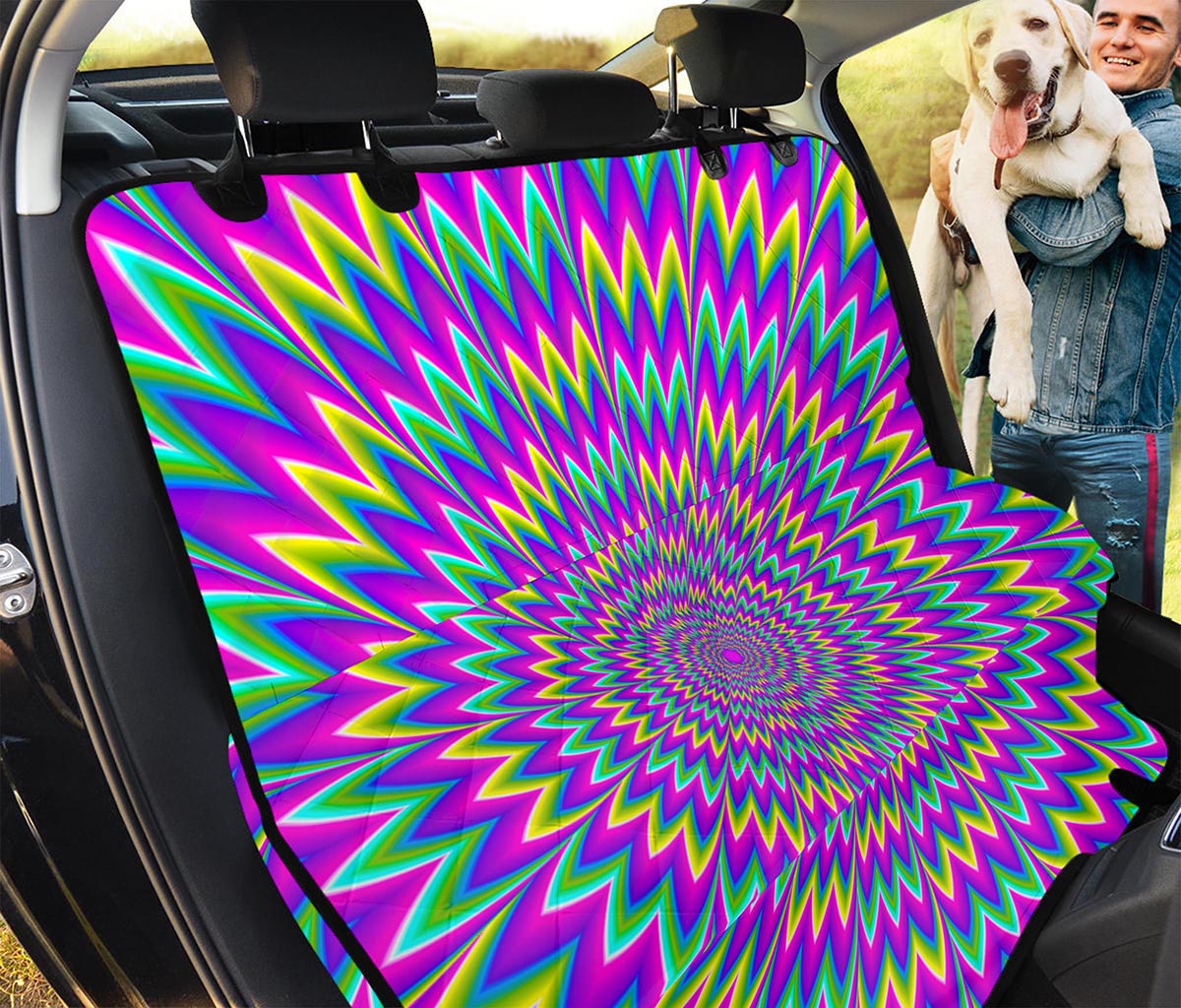 Spiky Spiral Moving Optical Illusion Pet Car Back Seat Cover