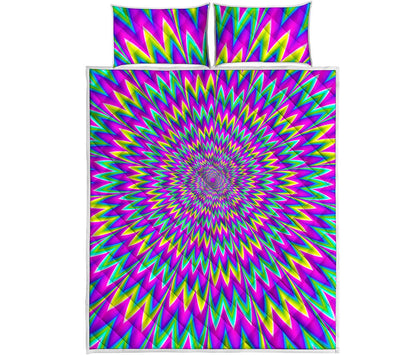 Spiky Spiral Moving Optical Illusion Quilt Bed Set