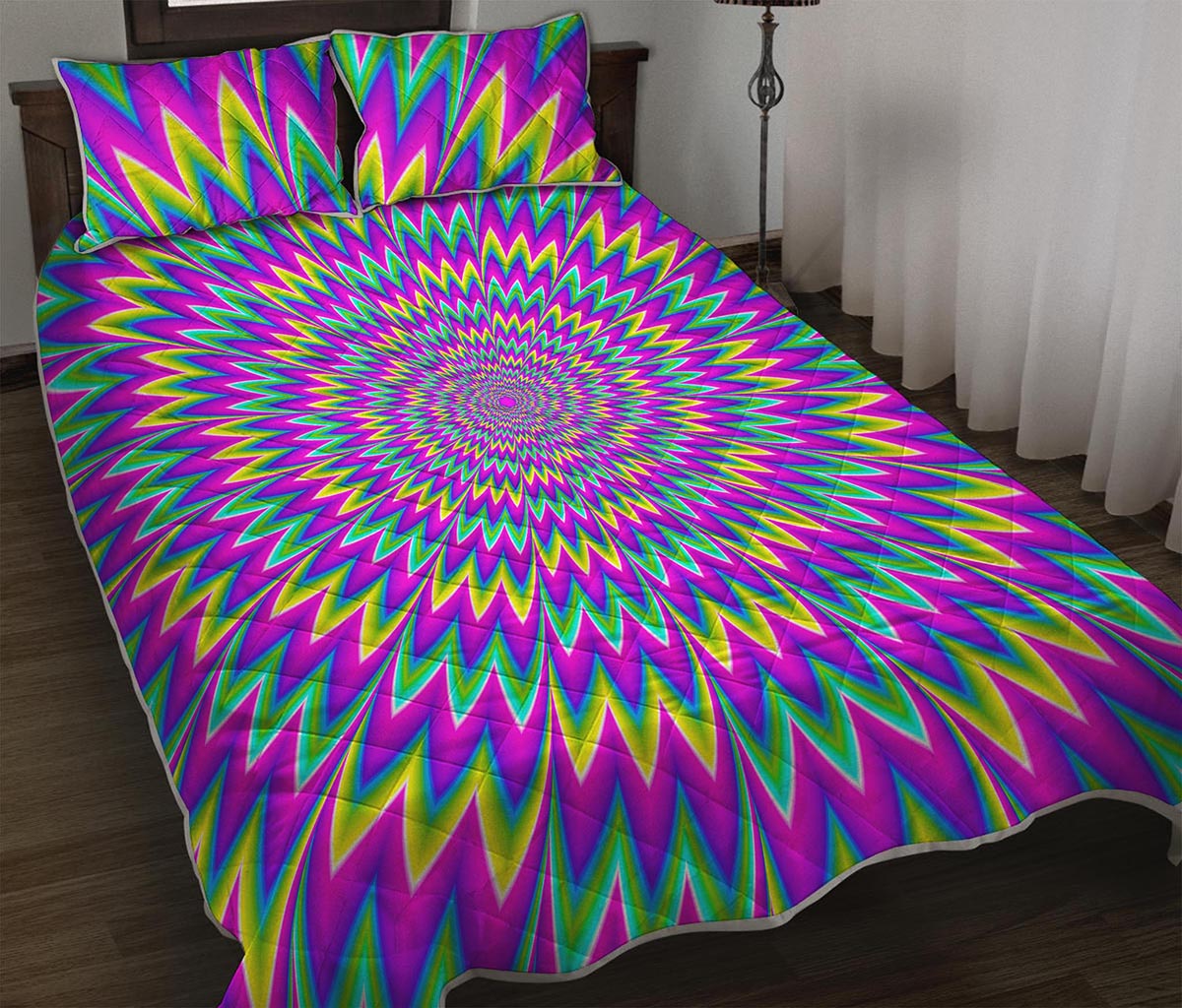 Spiky Spiral Moving Optical Illusion Quilt Bed Set