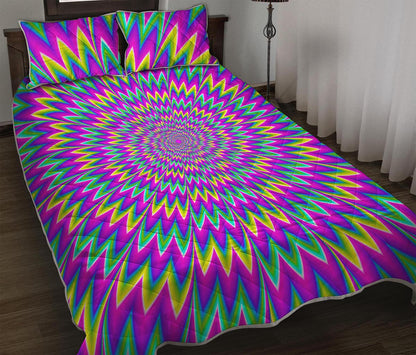 Spiky Spiral Moving Optical Illusion Quilt Bed Set