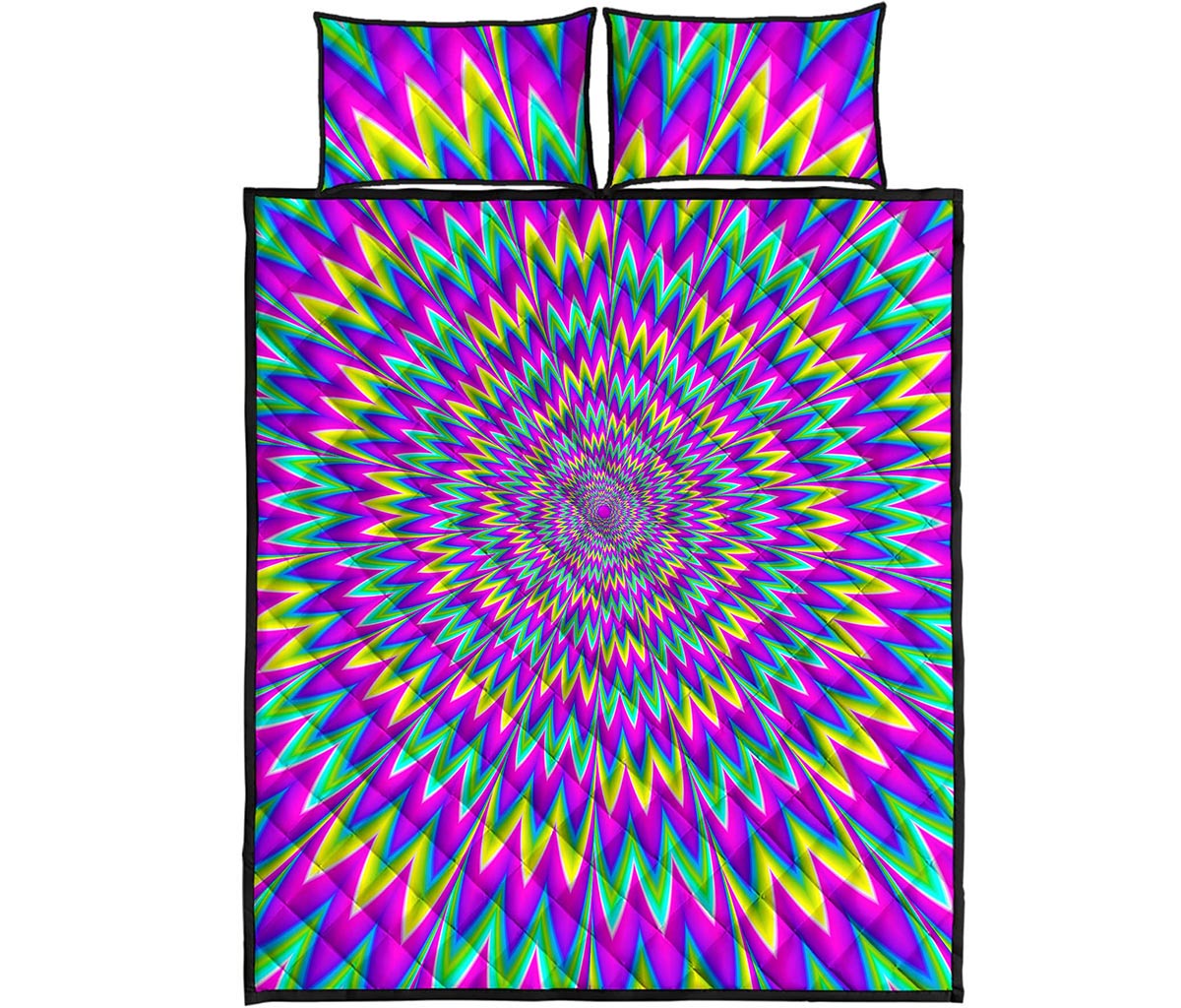 Spiky Spiral Moving Optical Illusion Quilt Bed Set