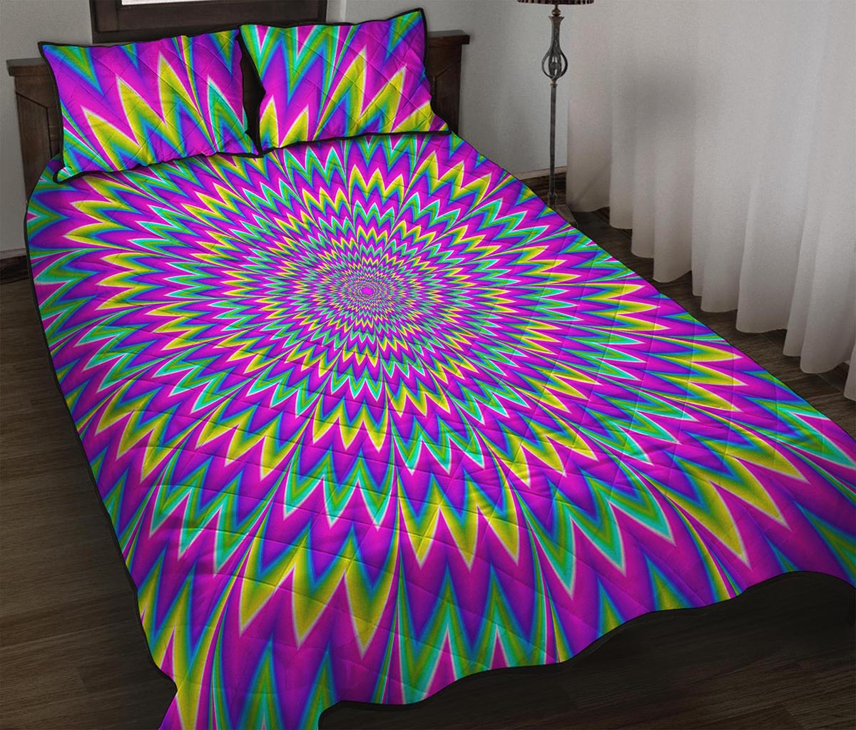 Spiky Spiral Moving Optical Illusion Quilt Bed Set