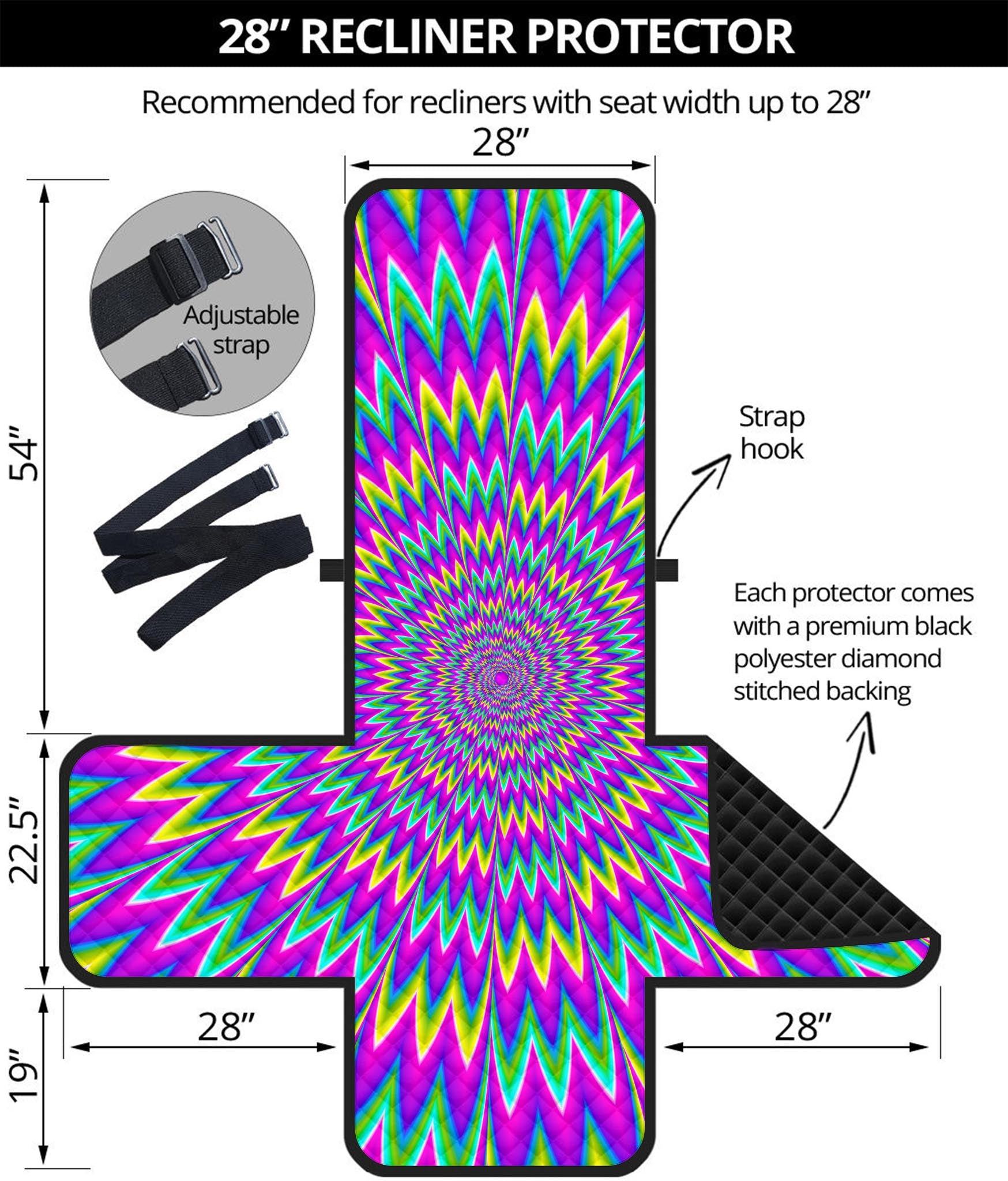 Spiky Spiral Moving Optical Illusion Recliner Protector