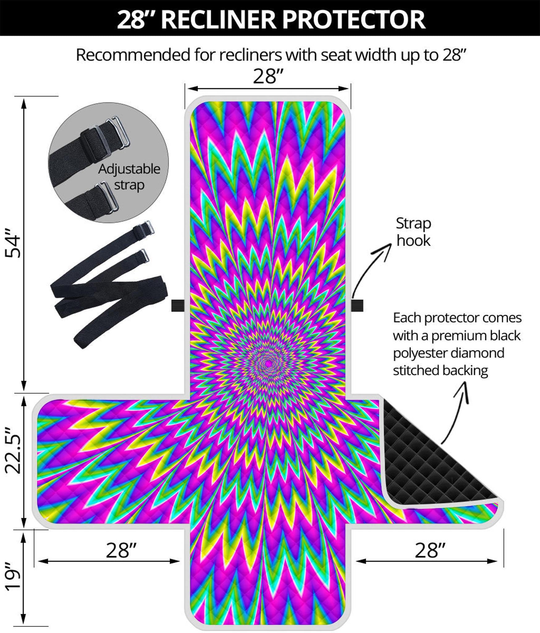 Spiky Spiral Moving Optical Illusion Recliner Protector