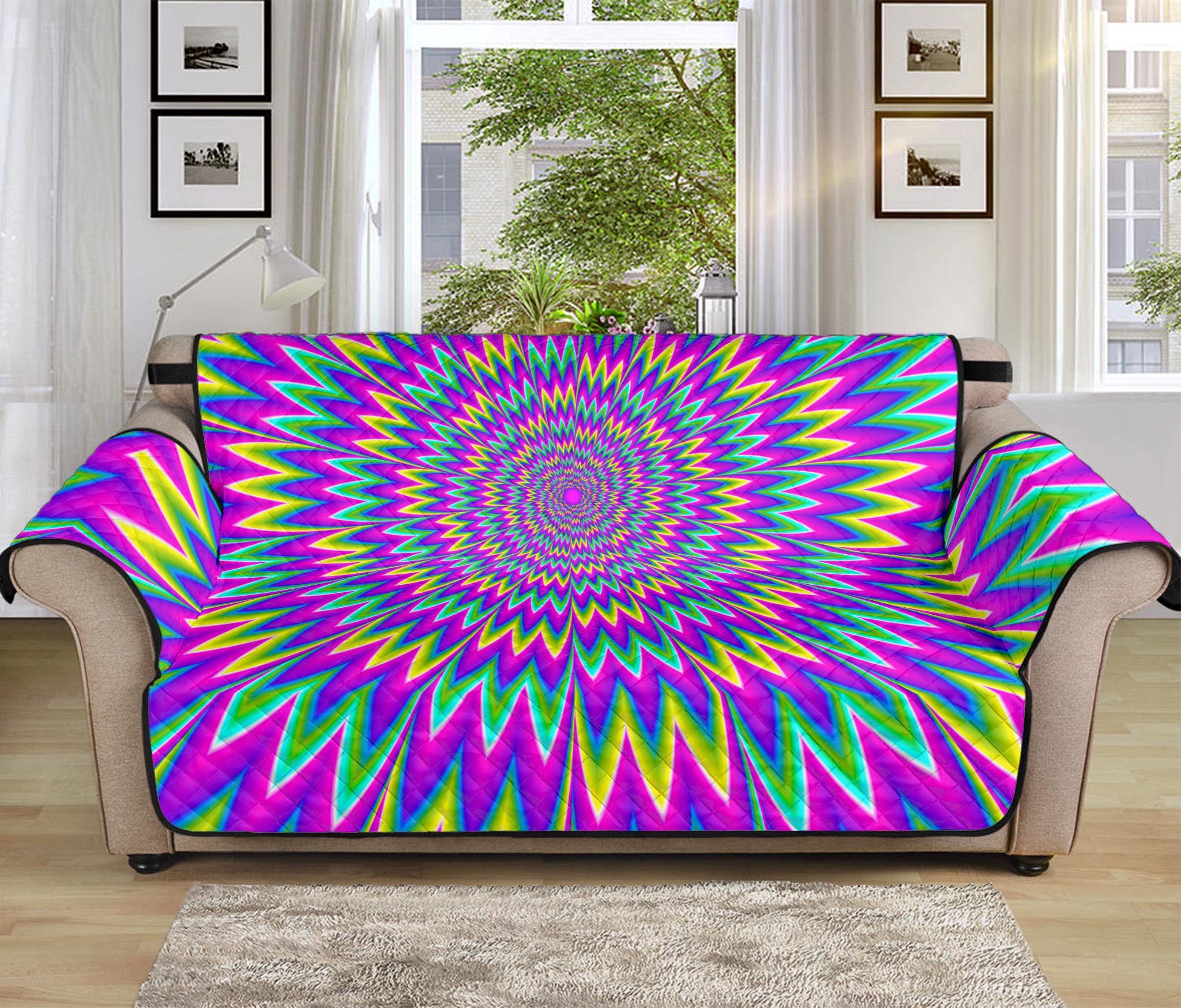 Spiky Spiral Moving Optical Illusion Sofa Protector