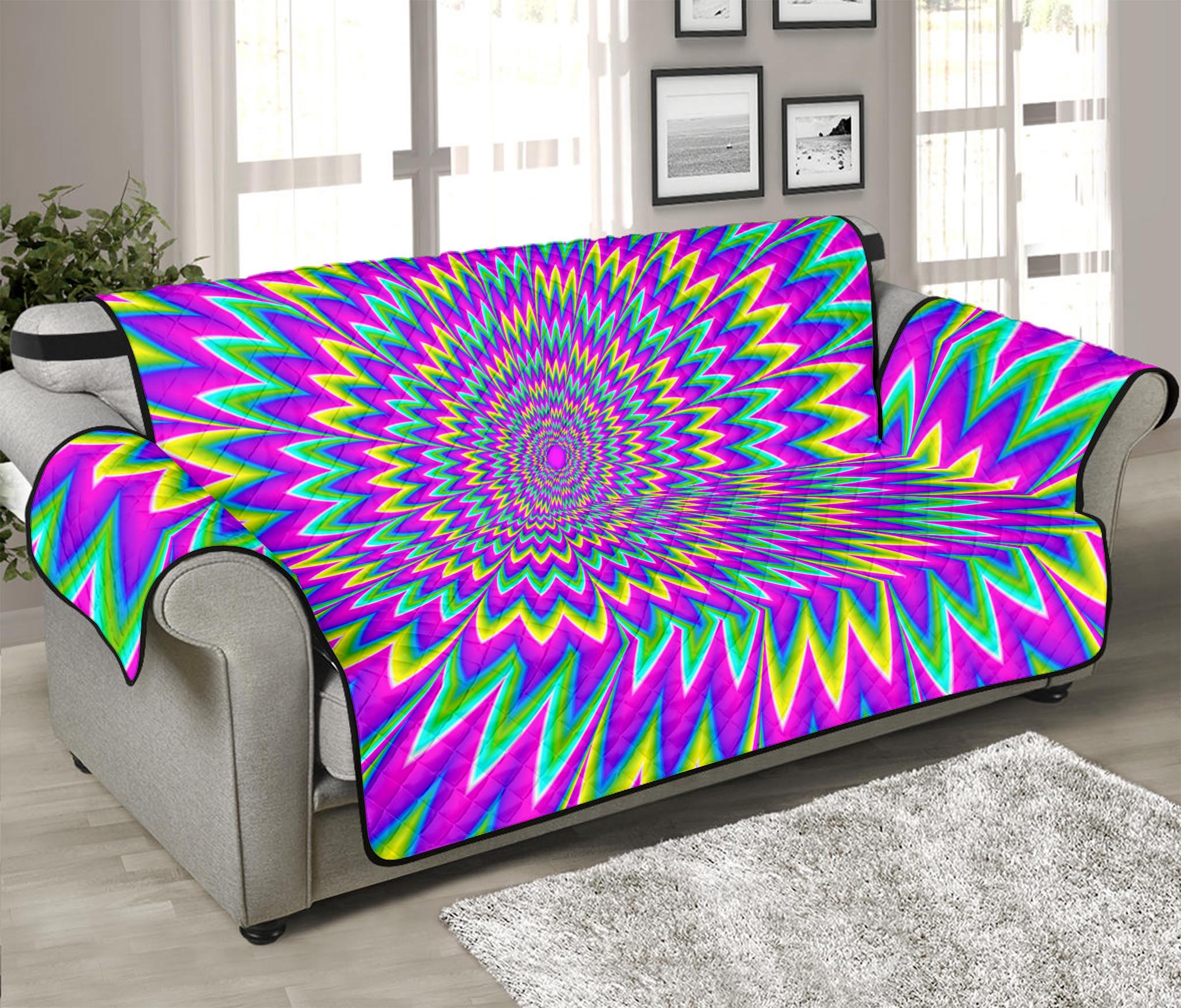 Spiky Spiral Moving Optical Illusion Sofa Protector