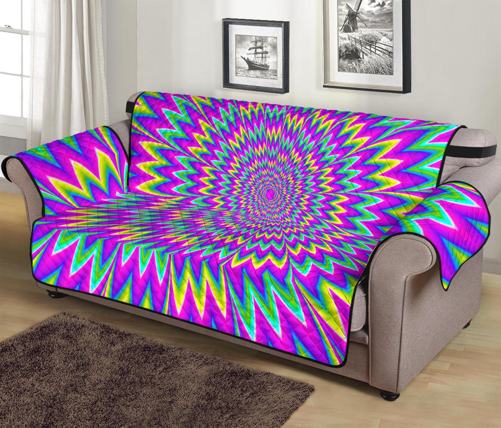 Spiky Spiral Moving Optical Illusion Sofa Protector