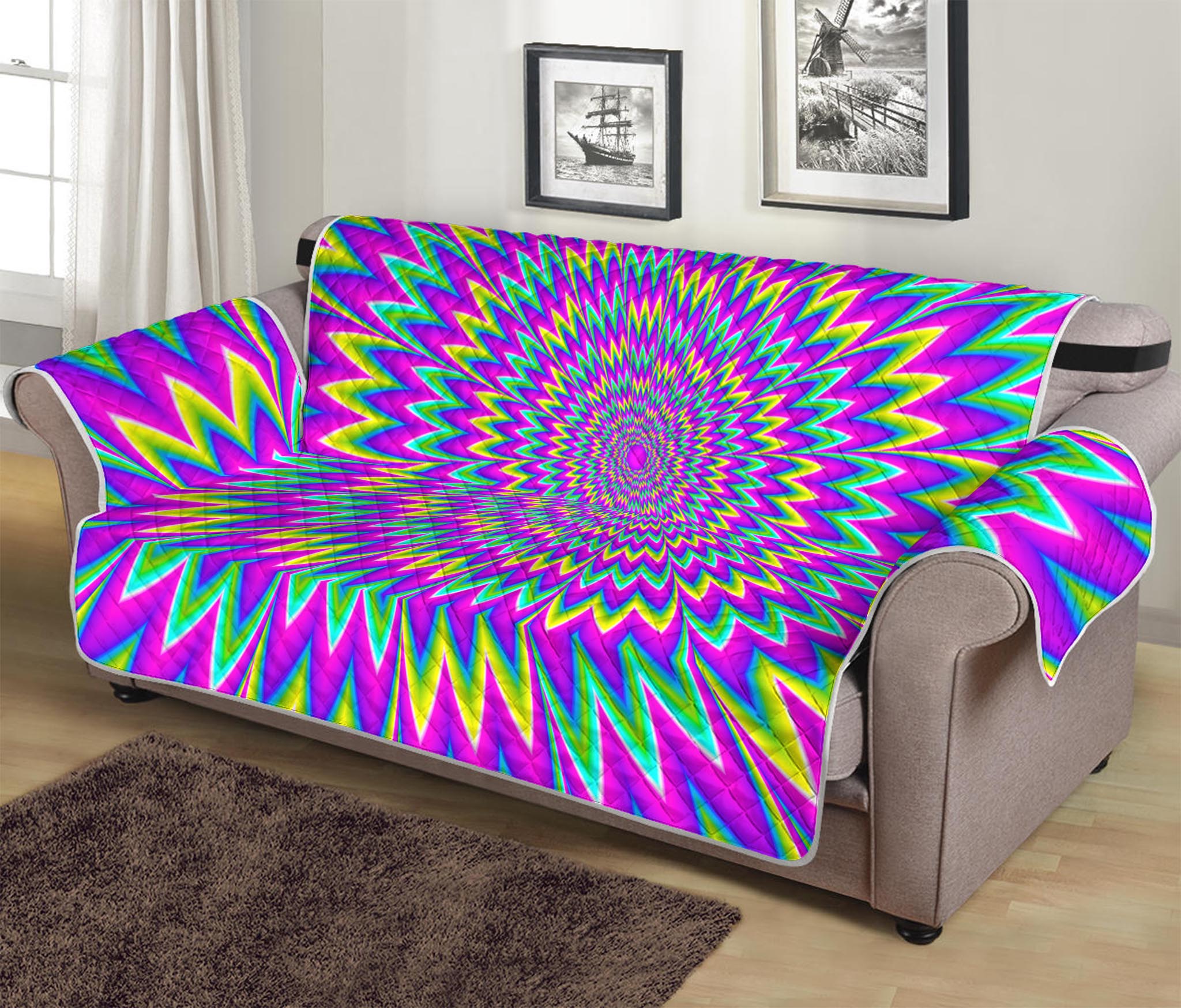 Spiky Spiral Moving Optical Illusion Sofa Protector