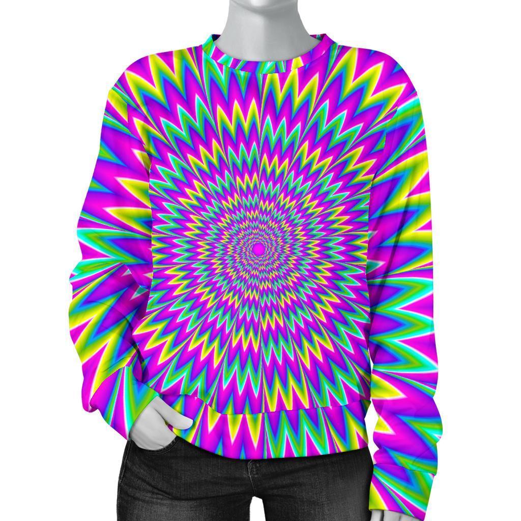 Spiky Spiral Moving Optical Illusion Women's Crewneck Sweatshirt GearFrost