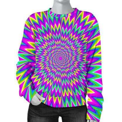 Spiky Spiral Moving Optical Illusion Women's Crewneck Sweatshirt GearFrost
