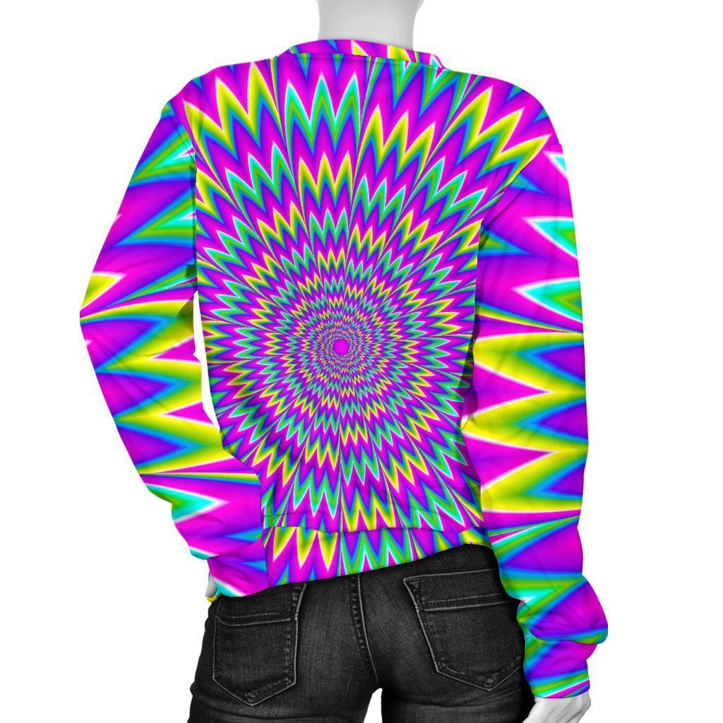 Spiky Spiral Moving Optical Illusion Women's Crewneck Sweatshirt GearFrost