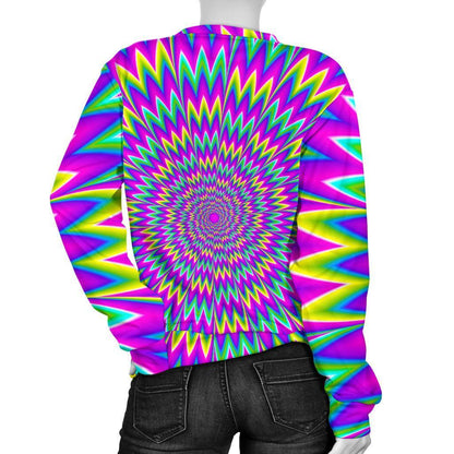 Spiky Spiral Moving Optical Illusion Women's Crewneck Sweatshirt GearFrost