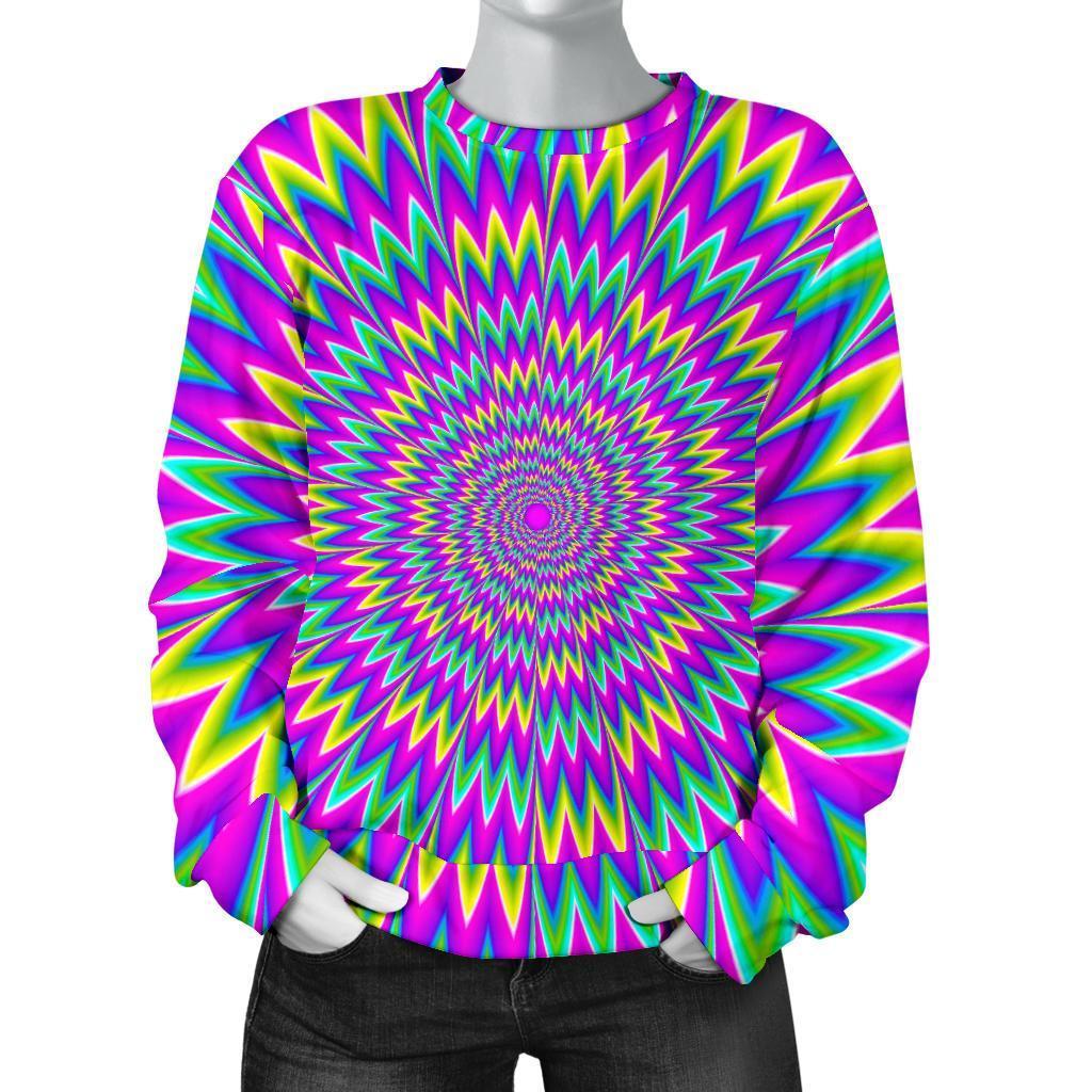 Spiky Spiral Moving Optical Illusion Women's Crewneck Sweatshirt GearFrost