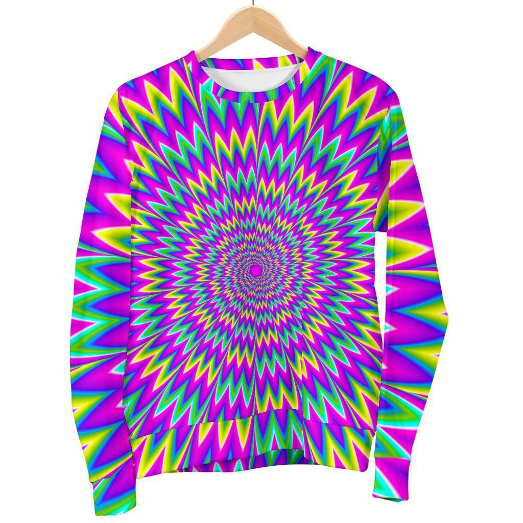 Spiky Spiral Moving Optical Illusion Women's Crewneck Sweatshirt GearFrost