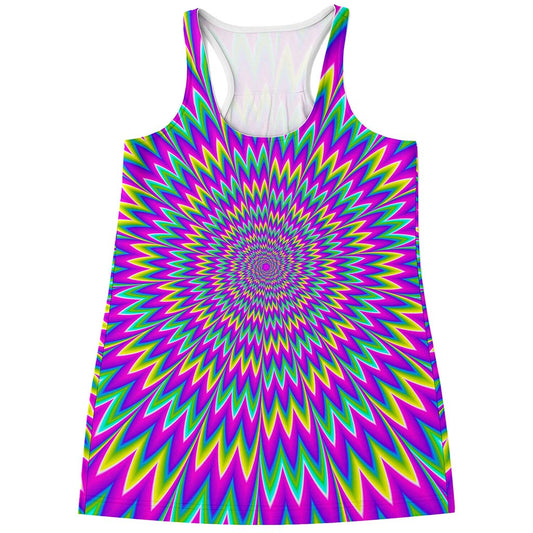 Spiky Spiral Moving Optical Illusion Women's Racerback Tank Top