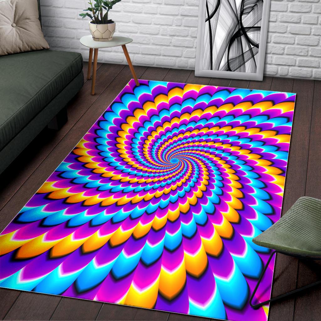 Spiral Colors Moving Optical Illusion Area Rug GearFrost