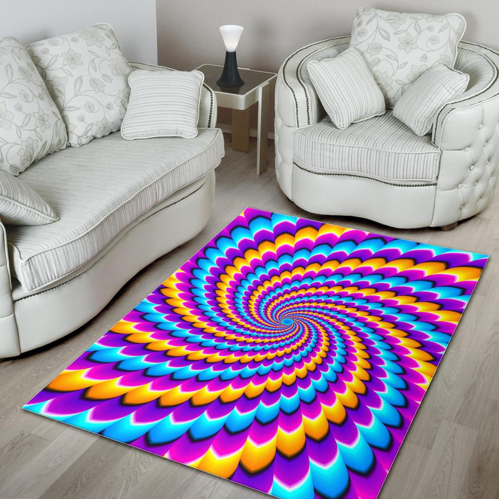 Spiral Colors Moving Optical Illusion Area Rug GearFrost