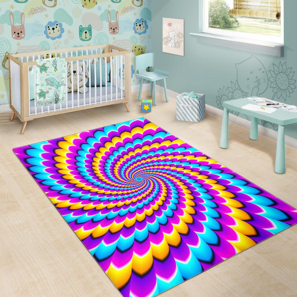 Spiral Colors Moving Optical Illusion Area Rug GearFrost