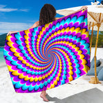 Spiral Colors Moving Optical Illusion Beach Sarong Wrap