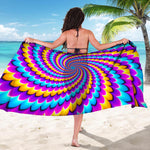 Spiral Colors Moving Optical Illusion Beach Sarong Wrap